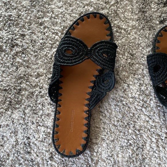 Carrie Forbes' Naima slides black woven sandals originally $315 - Picture 1 of 4